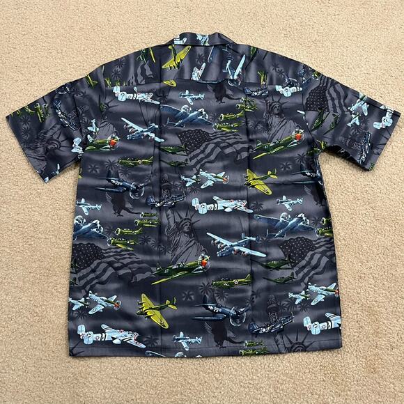 NWOT Pacific Legend USA Fighter War Plane Hawaiian Shirt Black Size XL - Picture 4 of 5